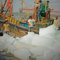 Ice blocks for loading on to an Indian fishing vessel