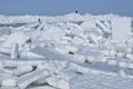 Ice blocks on the sea shore