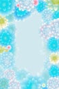 Ice Blue Background Silhouettes Flowers Vertical Mobile Postcard. Generative AI Royalty Free Stock Photo