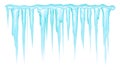 Ice blue icicles. Frozen water drip. Winter object roof. Isolated on white background. Vector Royalty Free Stock Photo