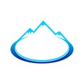 Ice Blue Mountain Landscape Oval Symbol Design