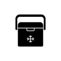 Ice box. Silhouette Portable Refrigerator Cooler. Outline icon of auto container for camping, picnic, barbecue. Black pictogram of