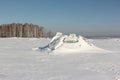 Ice breaking on the river in early spring