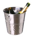 Ice bucket with champagne bottle isolated on white Royalty Free Stock Photo