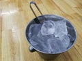 Ice bucket on wood table