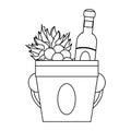 Ice bucket with wine bottle and grapes design Royalty Free Stock Photo