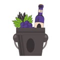 Ice bucket with wine bottle and grapes design Royalty Free Stock Photo