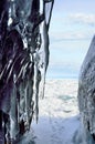 Ice build-up at Cape Sagan-Zaba, lake Baikal