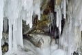 Ice build-up at Cape Sagan-Zaba, lake Baikal Royalty Free Stock Photo