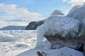 Ice build-up at Cape Sagan-Zaba, lake Baikal Royalty Free Stock Photo