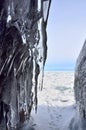 Ice build-up at Cape Sagan-Zaba, lake Baikal