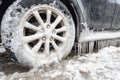 Ice buildup and icicles on a car