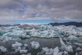 Ice burgs in Iceland float on a large lagoon Royalty Free Stock Photo