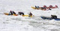 Ice canoes competition during the Carnival of Quebec, Canada