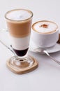 Ice cappucino and hot mocca latte Royalty Free Stock Photo