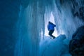 Ice cave in Baikal frozen lake in winter season, Siberia, Russia Royalty Free Stock Photo