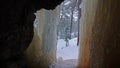 Ice cave in forest in Ornskoldsvik in winter in Sweden