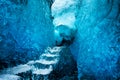 Ice cave interior in Iceland on Vatnajokull Glacier Royalty Free Stock Photo