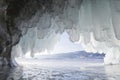 Ice cave, Lake Baikal, Oltrek island. Winter Royalty Free Stock Photo