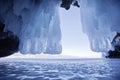 Ice cave, Oltrek island. Lake Baikal. Winter landscape