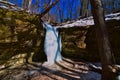 Ice cave trail rock frozen waterfall wildcat mountain state park in Winter