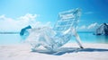 Ice chair on the beach, refreshing concept. Vacation on the hot shore with cold chair.