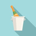 Ice champagne bottle icon flat vector. Wine glass Royalty Free Stock Photo