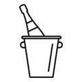 Ice champagne bottle icon outline vector. Wine glass Royalty Free Stock Photo