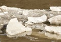 Ice Chunks Flow in a Minnesota River. Royalty Free Stock Photo
