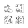 Ice clearing services linear icons set