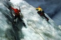 Ice climber ascending crevasse on the Nisqually Glacier