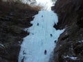 Ice climber climbing frozen water of kangchon waterfall