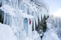 Ice climbing the North Caucasus. Royalty Free Stock Photo