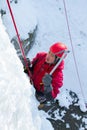 Ice climbing the North Caucasus. Royalty Free Stock Photo