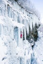 Ice climbing the North Caucasus. Royalty Free Stock Photo