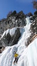 Ice climbing in the Swiss Alps on a gorgeous winter day Royalty Free Stock Photo