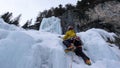 Ice climbing in the Swiss Alps on a gorgeous winter day Royalty Free Stock Photo