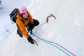 Ice climbing woman