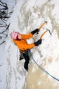 Ice climbing woman Royalty Free Stock Photo