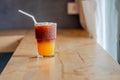 Ice coffee, americano coffee with orange in cafe Royalty Free Stock Photo