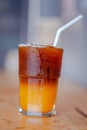Ice coffee, americano coffee with orange in cafe Royalty Free Stock Photo