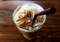 ice coffee in glass and brown tube