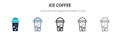 Ice coffee icon in filled, thin line, outline and stroke style. Vector illustration of two colored and black ice coffee vector Royalty Free Stock Photo