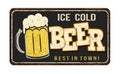 Ice cold beer vintage rusty metal sign