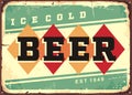 Ice cold beer vintage tin sign