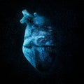 An ice cold blue heart Over black Royalty Free Stock Photo