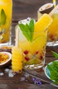 Ice cold cocktail with fresh passion fruit Royalty Free Stock Photo