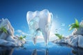 Ice cold freshness, Toothpaste ad featuring giant tooth, mint, and ice
