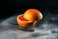 Ice cold grapefruit in fragrant smoke