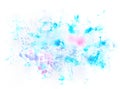 Ice cold winter Christmas hand painted isolated watercolor backdrop with paint splashes on white background in pink, blue, cyan Royalty Free Stock Photo